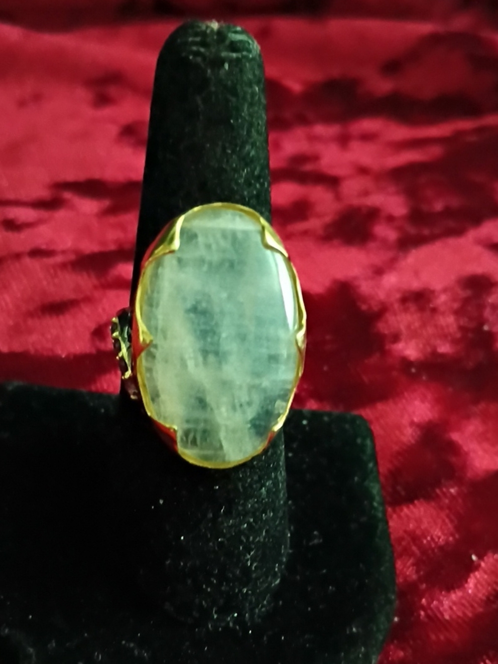 Beautiful Fine Silver 34ct Natural African Moonstone Cocktail Ring Size 7❤️❤️❤️
